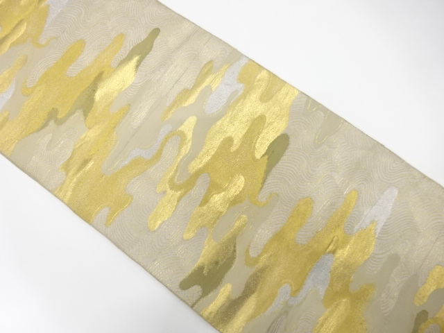 JAPANESE KIMONO / ANTIQUE FUKURO OBI / SILK / WOVEN MIST